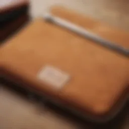 Elegant suede laptop sleeve showcasing rich texture and design