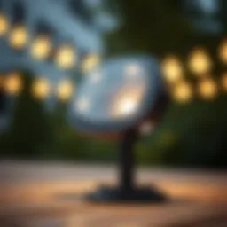 A close-up view of a collapsible solar light showcasing its innovative design.