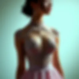 Elegant ballet style dress showcasing intricate design details