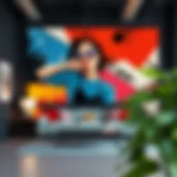 Vibrant large graphic wall art in modern living space