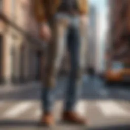 Stylish pair of leopard print jeans showcased on a model