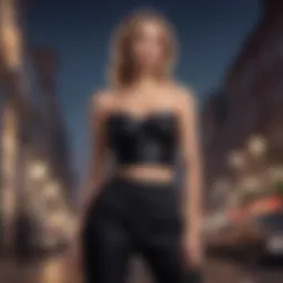 Elegant strapless top and pants set styled for a night out