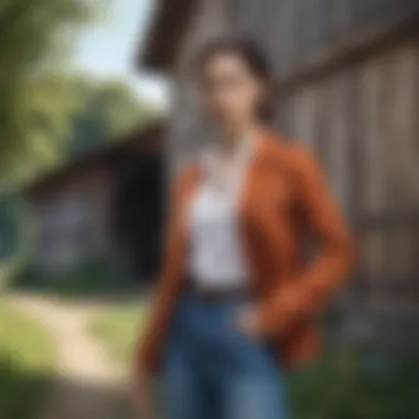 Fashion Meets Rustic Elegance An artistic composition featuring fashion elements against a barn backdrop, showcasing style integration.
