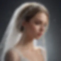 A delicate glitter bridal veil cascading down a bride's back during a ceremony.