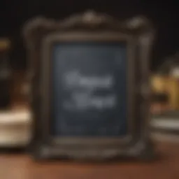 Elegant miniature chalkboard sign with ornate frame