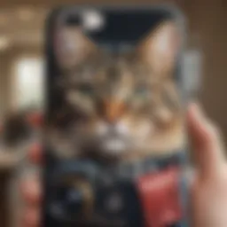 Stylish cat-themed phone case with artistic design
