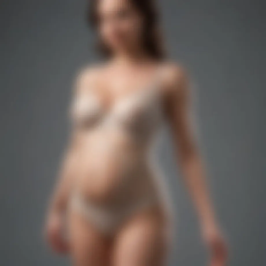 Elegant design of a mid-thigh maternity sculpting bodysuit.