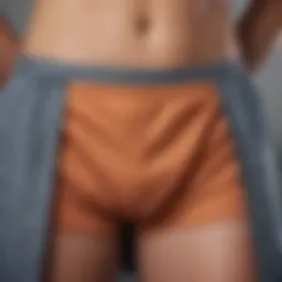 A detailed view of sauna pants showcasing their fabric and stitching.