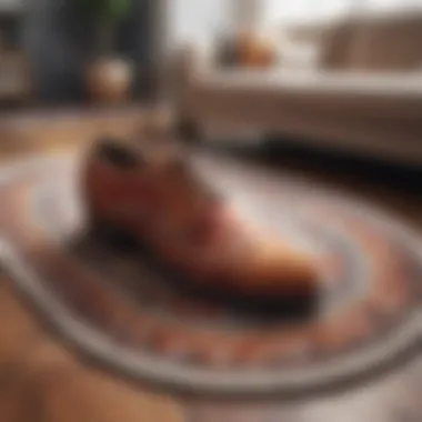 Artistic Shoe-Shaped Rug in Living Room Artistic shoe-shaped rug displayed in a living room setting