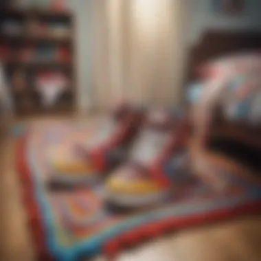 Colorful Shoe-Shaped Rug in Children's Room Colorful shoe-shaped rug in a child's bedroom