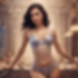 Elegant sparkly lingerie display on ornate background