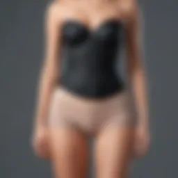 Model showcasing strapless body shaper shorts in a stylish outfit