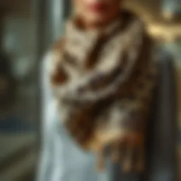 Luxurious cashmere leopard print scarf draped elegantly