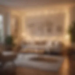 Elegant display of battery-operated white fairy lights in a cozy living room setting.