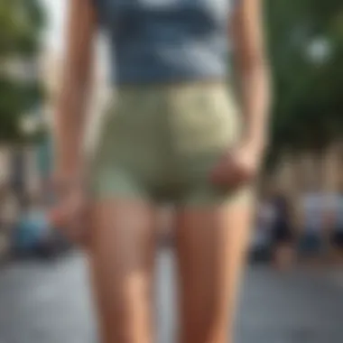 Confidence in Casual Wear A fashion-forward individual confidently wearing tight spandex shorts in a casual setting.