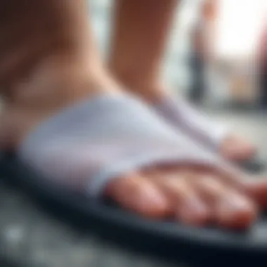Innovative Breathable Mesh Material A close-up of breathable material used in mesh sandals