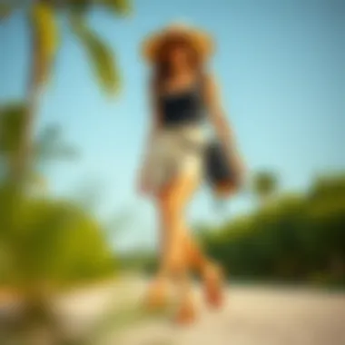 Stylish Summer Look with Mesh Sandals A stylish ensemble featuring mesh sandals paired with summer attire