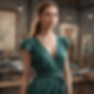 Illustration of sustainable practices in the production of side tie wrap dresses