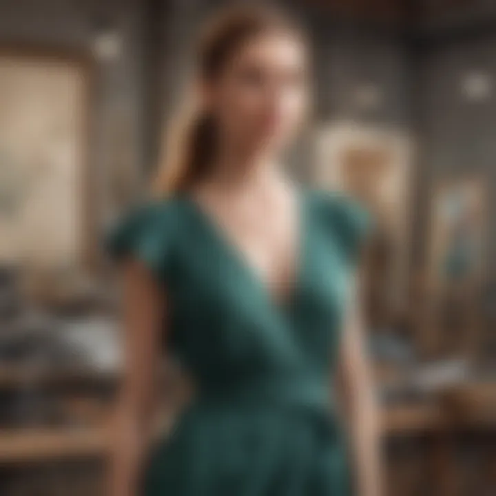 Illustration of sustainable practices in the production of side tie wrap dresses