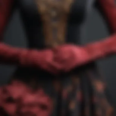 A color palette showcasing rich velvet textures and glove options