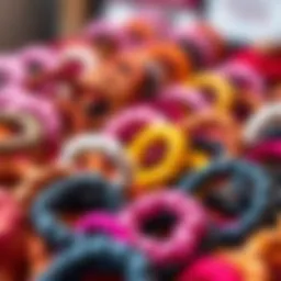 Colorful twist hair bands arranged artistically